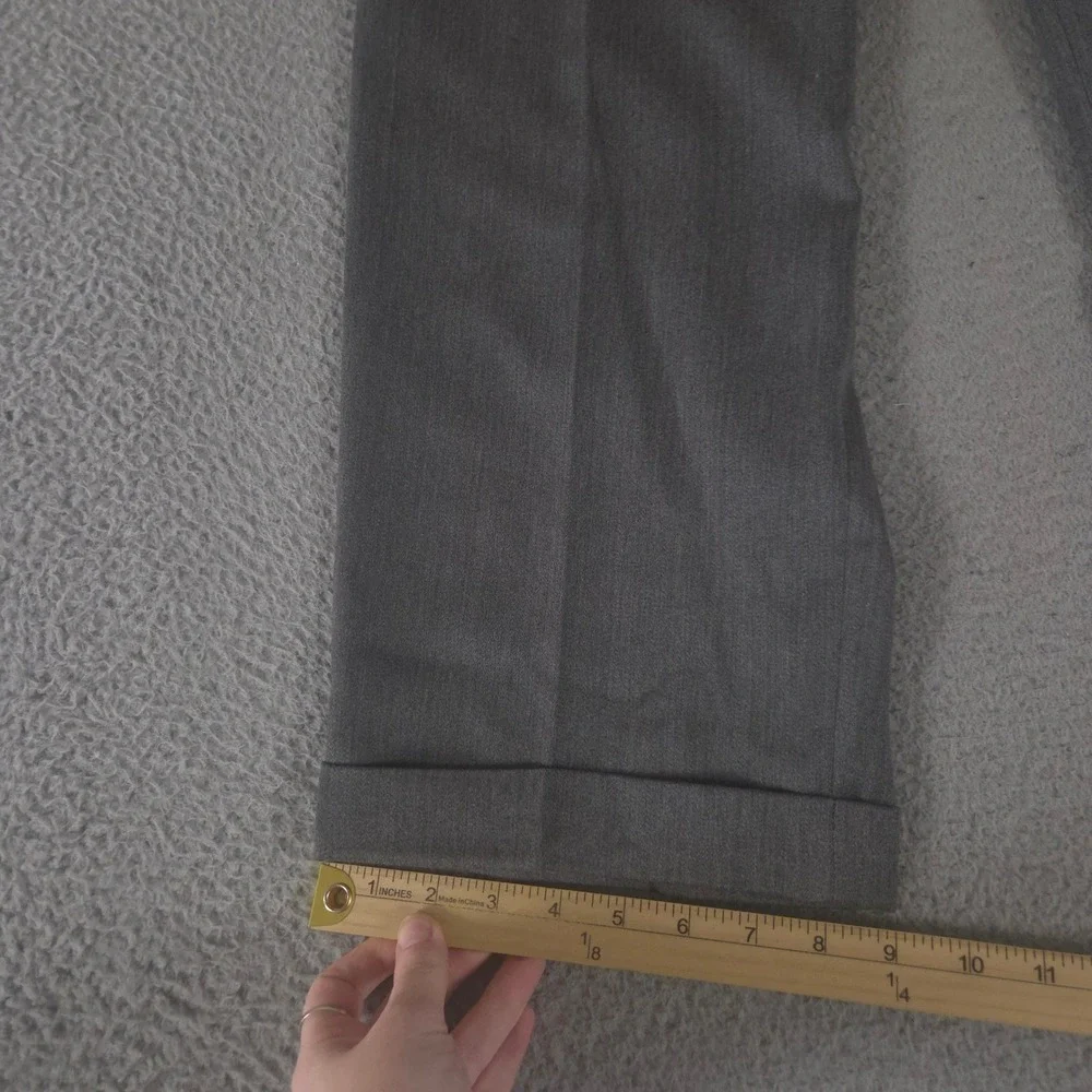 VINTAGE Hickey Freeman Pants Mens 32x30 Gray Bespoke Pleated Cuffed Wool 00s